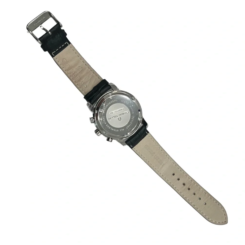 GIORGIO MILANO STAINLESS STEEL CHRONOGRAPH BLACK DIAL QUARTZ WATCH GM853SLBK